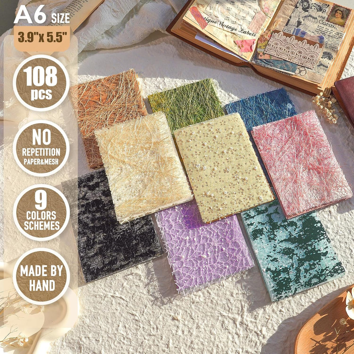 Textured Scrapbook Paper & Mesh Fabric Set