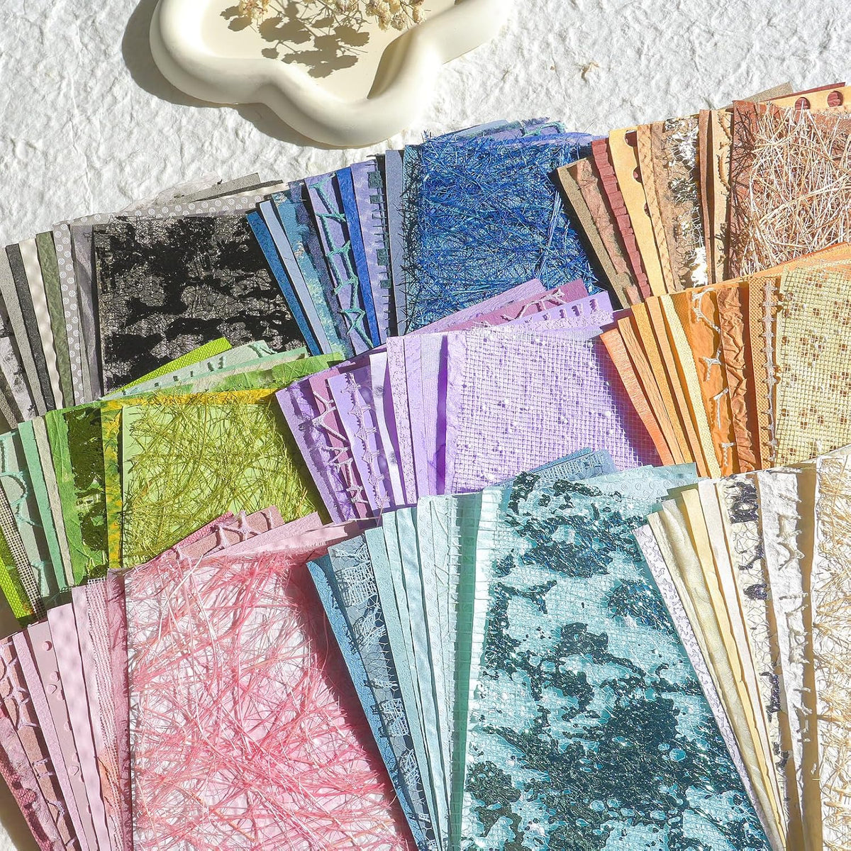 Textured Scrapbook Paper & Mesh Fabric Set