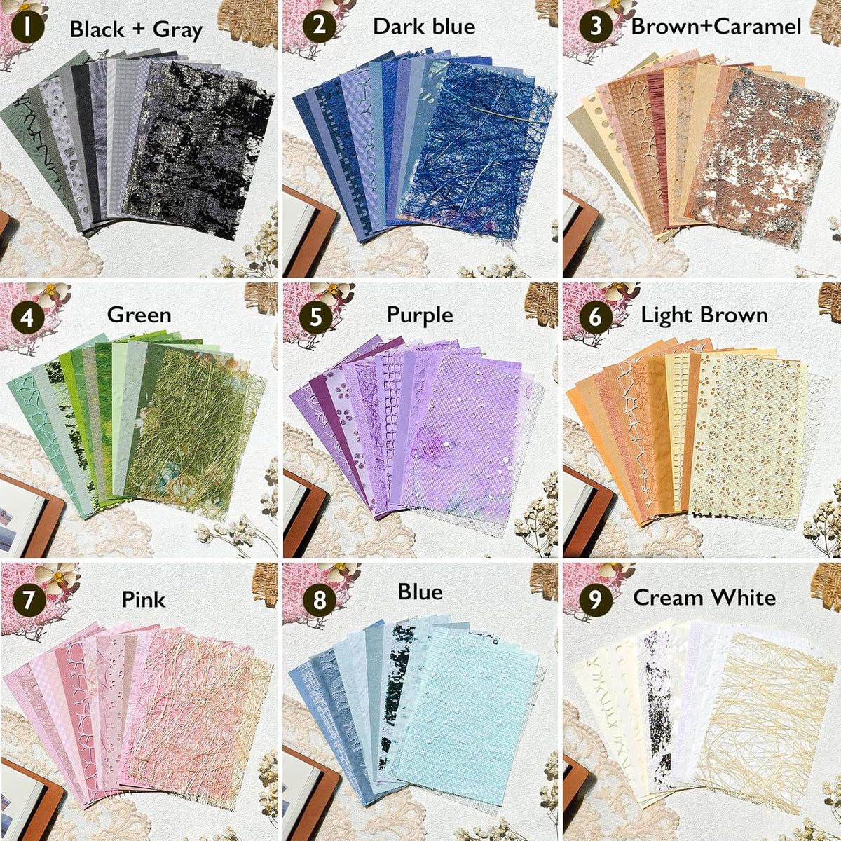 Textured Scrapbook Paper & Mesh Fabric Set
