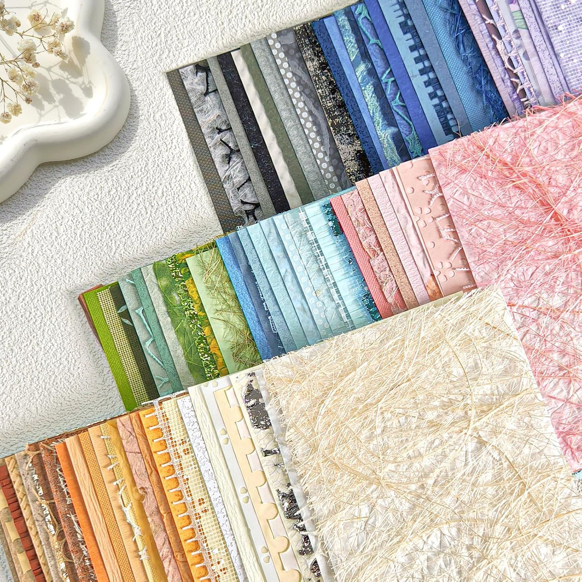 Textured Scrapbook Paper & Mesh Fabric Set