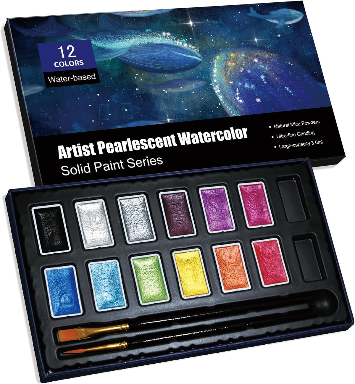 Shimmer Watercolor Paint Set – 12 Colors