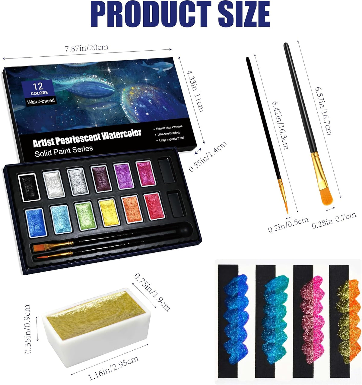 Shimmer Watercolor Paint Set – 12 Colors
