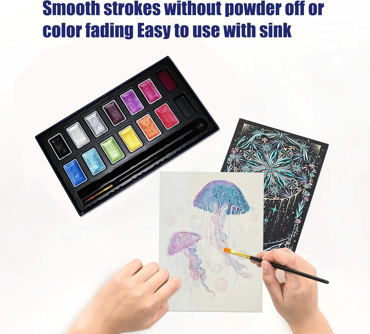 Shimmer Watercolor Paint Set – 12 Colors