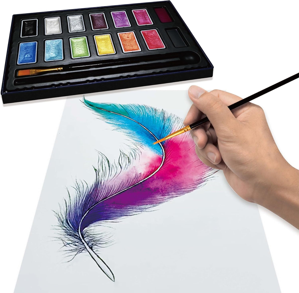 Shimmer Watercolor Paint Set – 12 Colors